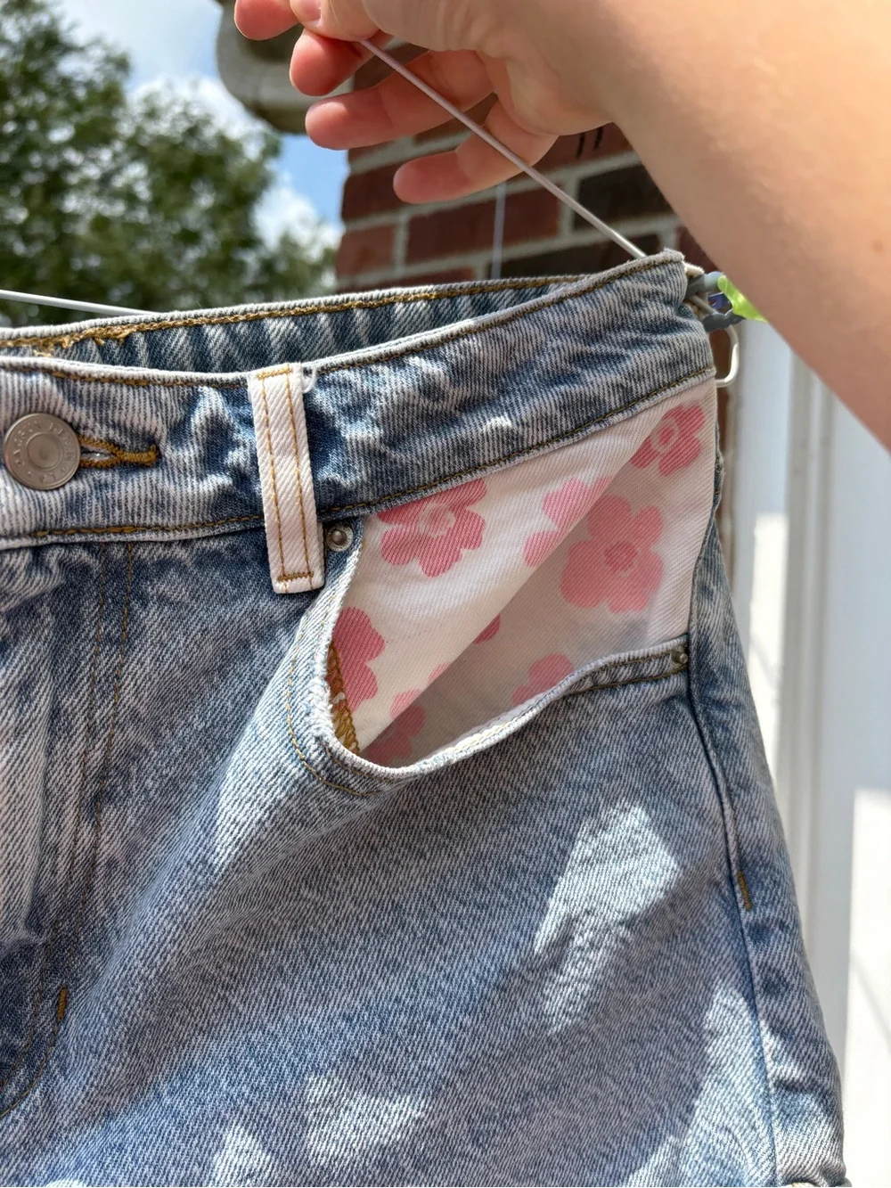 PacSun Two-Tone Floral Patch Denim Shorts